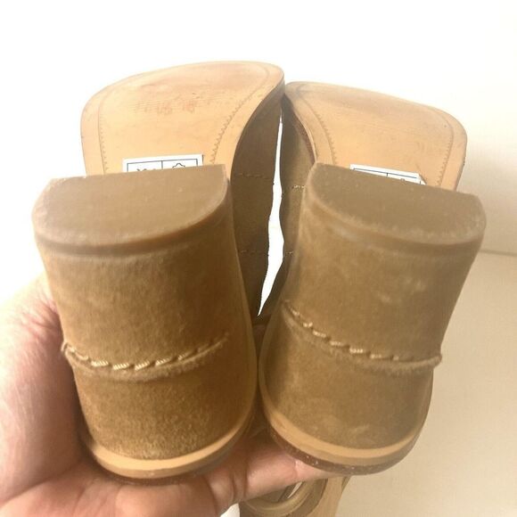 Ugg Womens 7 Brown Suede Peep Toe Ankle Bootie Sling Back Comfort Heels Tie Shoe - Picture 7 of 10